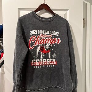 Georgia Bulldogs 2021-22 National Champions Oversized Sweatshirt | Gray | Medium